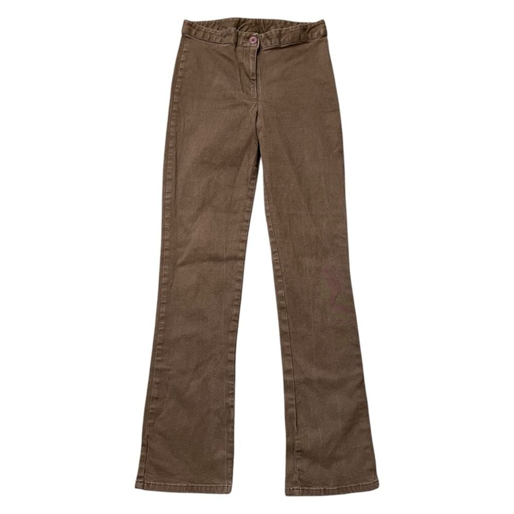 Vintage Blue Brown Flare Pants Y2K 90s Mid Rise Bootcut USA Made - W24-25